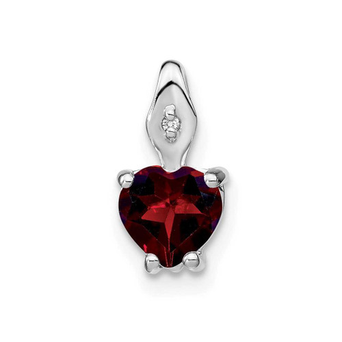 Image of 14k White Gold Heart Garnet and Diamond Pendant