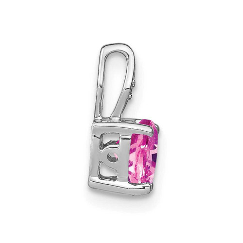 Image of 14k White Gold Heart Lab-Created Pink Sapphire and Diamond Pendant