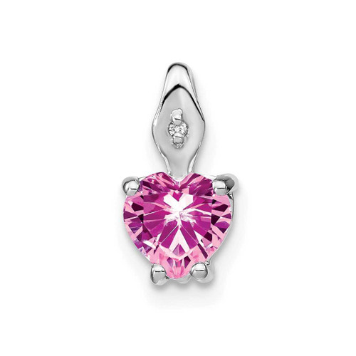 Image of 14k White Gold Heart Lab-Created Pink Sapphire and Diamond Pendant