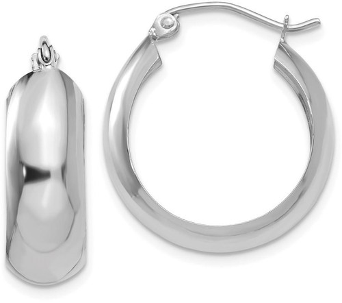 Image of 14mm 14K White Gold Hoop Earrings H328