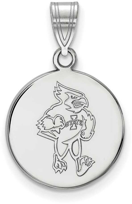 Image of 14K White Gold Iowa State University Medium Disc Pendant by LogoArt (4W037IAS)