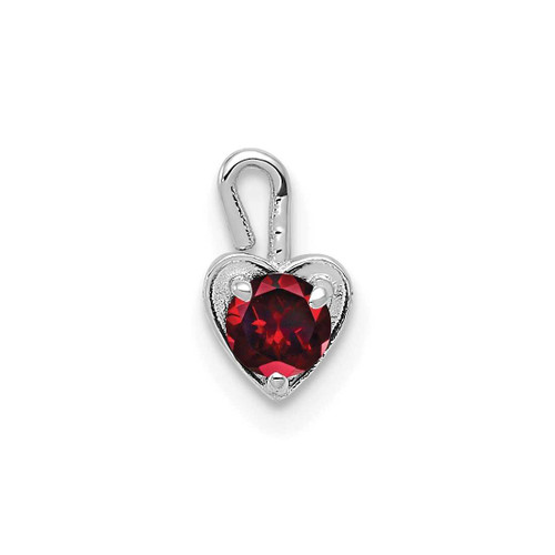 Image of 14K White Gold January Simulated Birthstone Heart Charm