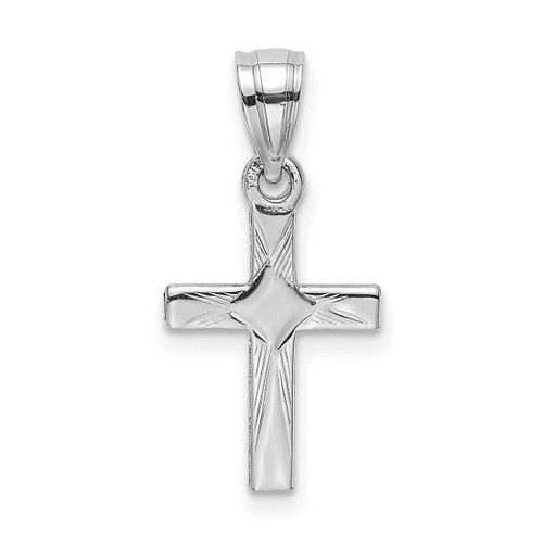 Image of 14K White Gold Kite-Shaped Center Mini Cross Pendant