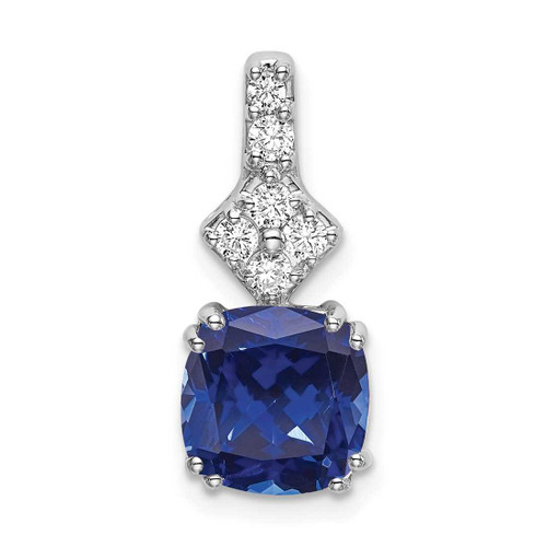 Image of 14K White Gold Lab Grown Diamond & Created Blue Sapphire Pendant