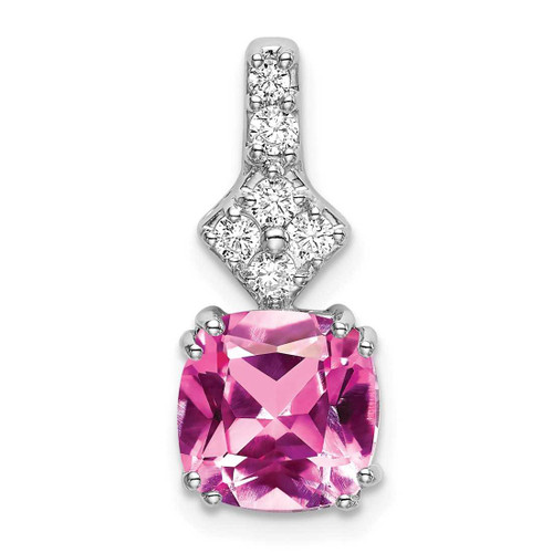 Image of 14K White Gold Lab Grown Diamond & Created Pink Sapphire Pendant