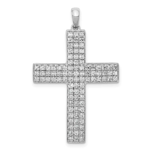 Image of 14k White Gold Lab Grown Diamond SI1/SI2, G H I, Latin Cross Pendant