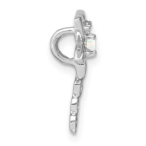 Image of 14k White Gold Lab-Created Opal and Diamond Dragonfly Slide Pendant