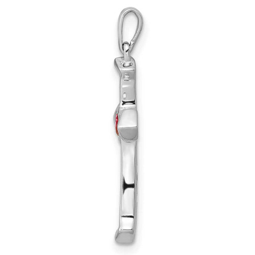 Image of 14k White Gold Lab-Created Ruby & Lab Grown Diamond SI1/SI2, GHI, Cross Pendant