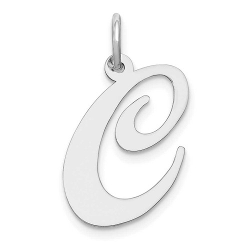 Image of 14K White Gold Large Fancy Script Initial C Charm