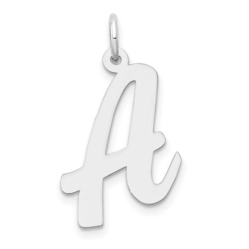 Image of 14K White Gold Large Script Initial A Charm