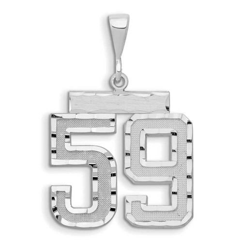 Image of 14K White Gold Large Shiny-Cut Number 59 Pendant