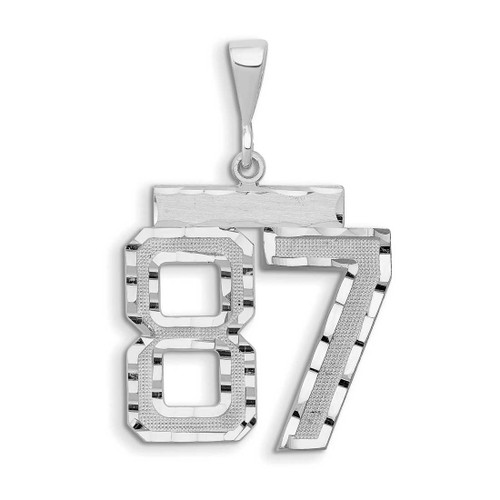 Image of 14K White Gold Large Shiny-Cut Number 87 Pendant