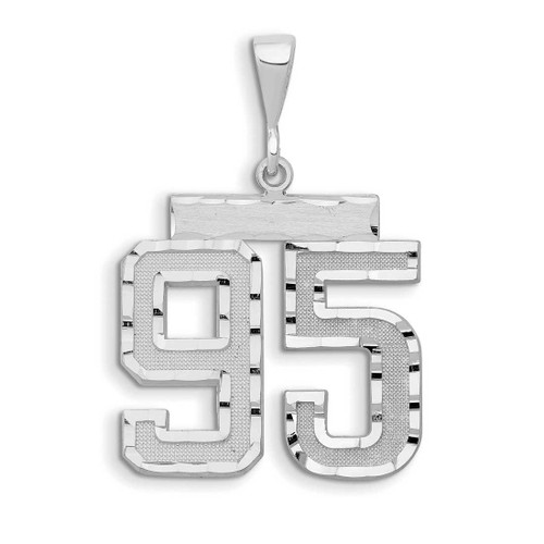 Image of 14K White Gold Large Shiny-Cut Number 95 Pendant