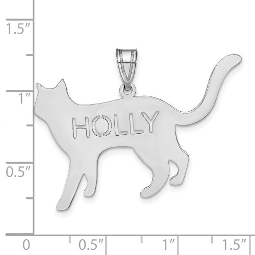 Image of 14k White Gold Lasered Polished Cat Name Pendant