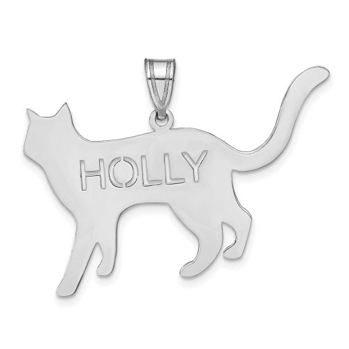 Image of 14k White Gold Lasered Polished Cat Name Pendant