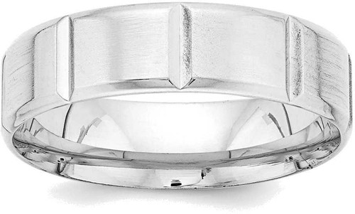 Image of 14K White Gold Light Comfort Fit Fancy Band Ring WB113L