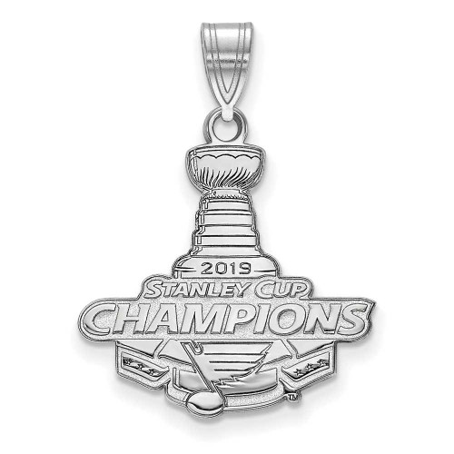 Image of 14k White Gold LogoArt 2019 Stanley Cup Champions St. Louis Blues Large Pendant