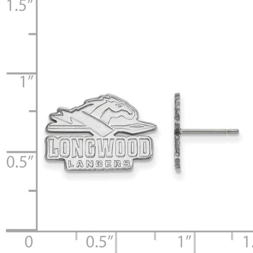 Image of 14K White Gold Longwood University Small Post Earrings by LogoArt