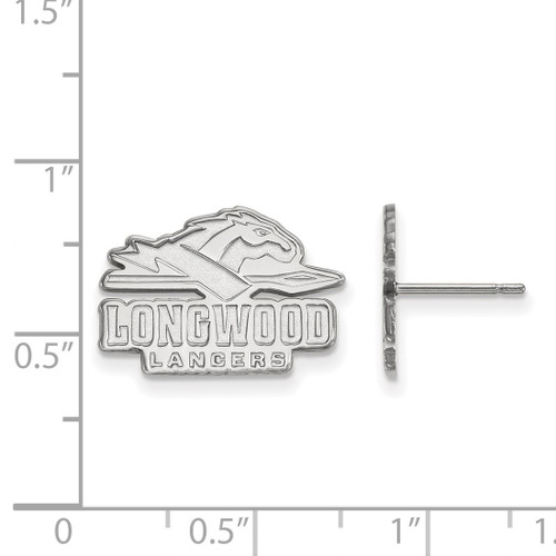 14K White Gold Longwood University Small Post Earrings by LogoArt
