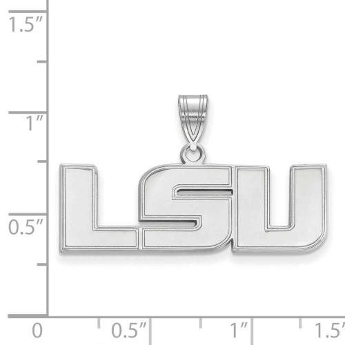 Image of 14K White Gold Louisiana State University Medium Pendant by LogoArt (4W003LSU)