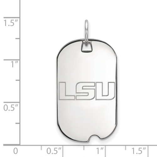 14K White Gold Louisiana State University Small Dog Tag by LogoArt