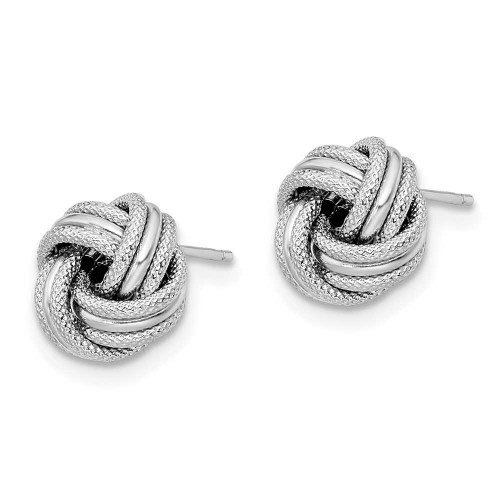 Image of 8mm 14K White Gold Love Knot Polished Shiny-Cut Stud Post Earrings