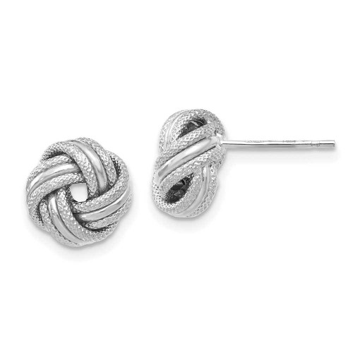 Image of 8mm 14K White Gold Love Knot Polished Shiny-Cut Stud Post Earrings