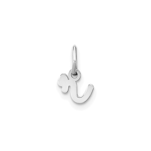 Image of 14K White Gold Lower Case Letter R Initial Charm