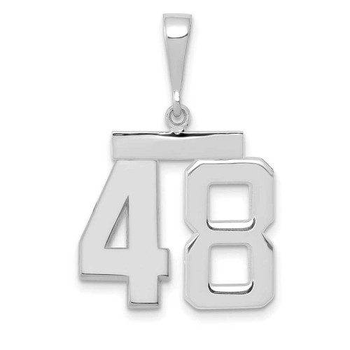 Image of 14K White Gold Medium Polished Number 48 Pendant