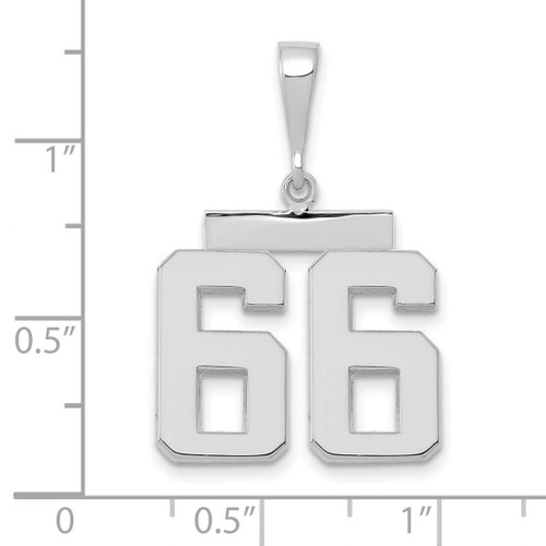 Image of 14K White Gold Medium Polished Number 66 Pendant