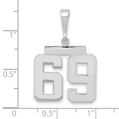 Image of 14K White Gold Medium Polished Number 69 Pendant