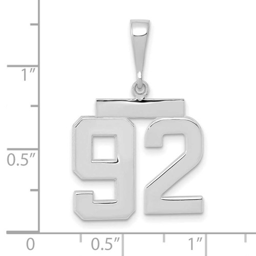 Image of 14K White Gold Medium Polished Number 92 Pendant