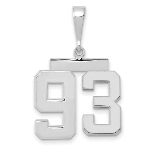 Image of 14K White Gold Medium Polished Number 93 Pendant