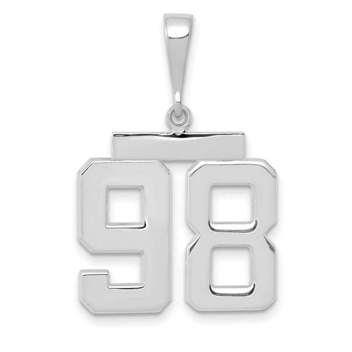 Image of 14K White Gold Medium Polished Number 98 Pendant