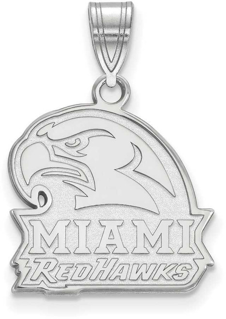 Image of 14K White Gold Miami University Medium Pendant by LogoArt (4W021MU)