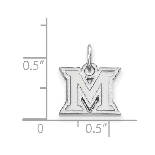 Image of 14K White Gold Miami University X-Small Pendant by LogoArt (4W001MU)