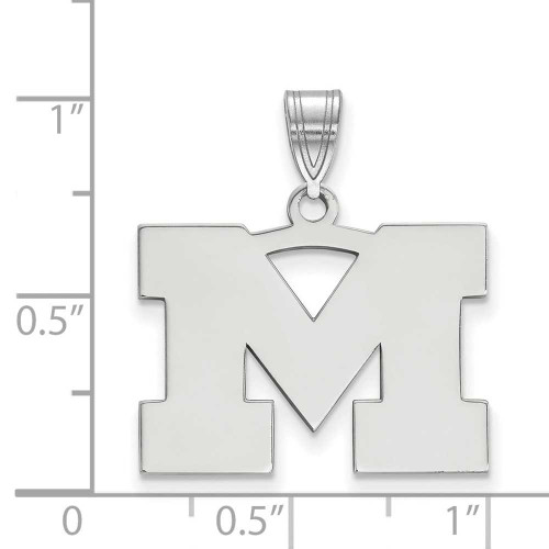 Image of 14K White Gold Michigan (University Of) Medium Pendant by LogoArt (4W003UM)