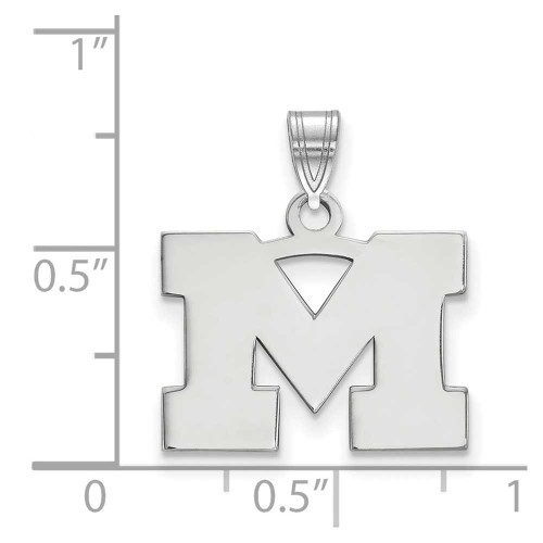 Image of 14K White Gold Michigan (University Of) Small Pendant by LogoArt (4W002UM)