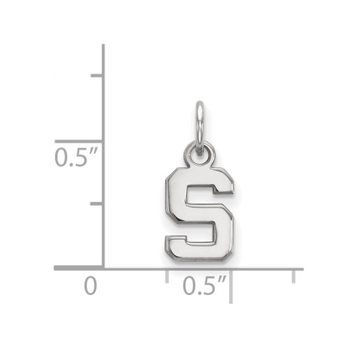 14K White Gold Michigan State University X-Small Pendant by LogoArt (4W001MIS)