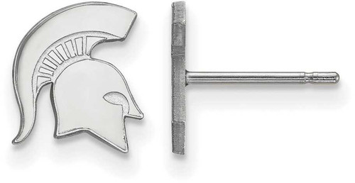 Image of 14K White Gold Michigan State University X-Small Post Earrings LogoArt 4W050MIS
