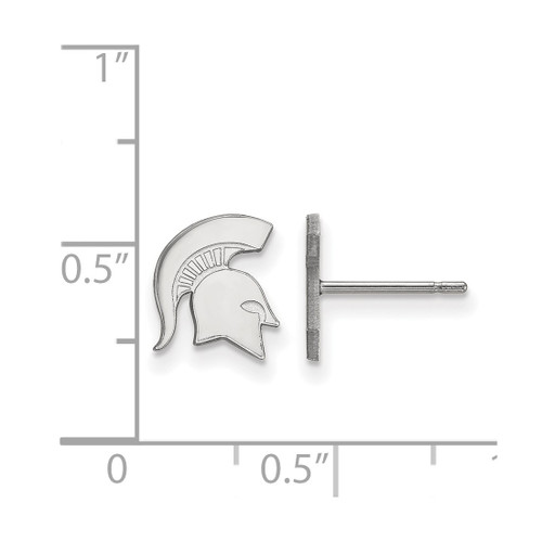 14K White Gold Michigan State University X-Small Post Earrings LogoArt 4W050MIS
