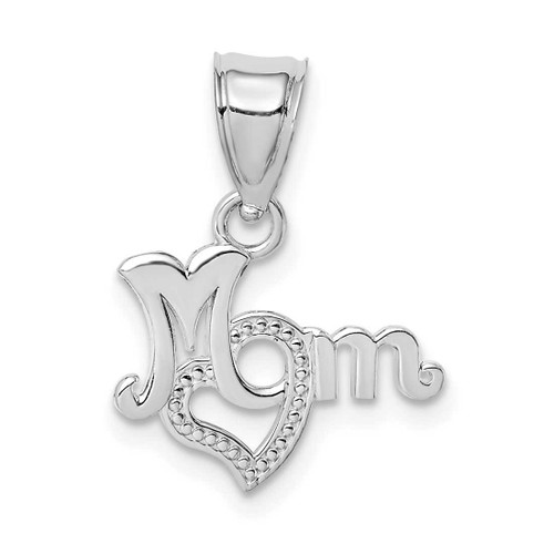 Image of 14K White Gold Mom with Heart Pendant