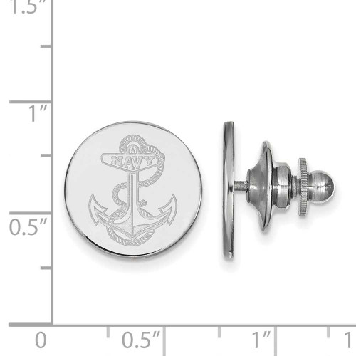 Image of 14K White Gold Navy Lapel Pin by LogoArt (4W024USN)