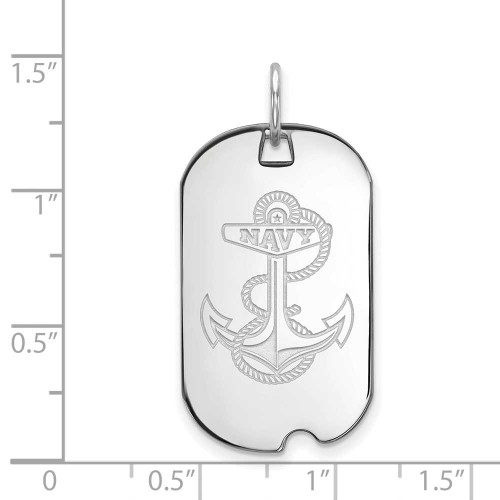 Image of 14K White Gold Navy Small Dog Tag by LogoArt (4W031USN)
