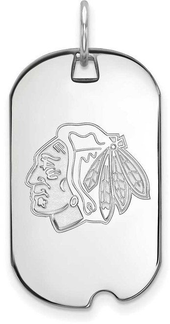 Image of 14K White Gold NHL Chicago Blackhawks Small Dog Tag by LogoArt