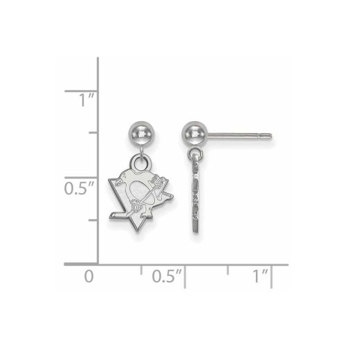 Image of 14K White Gold NHL Pittsburgh Penguins Earrings Dangle Ball by LogoArt