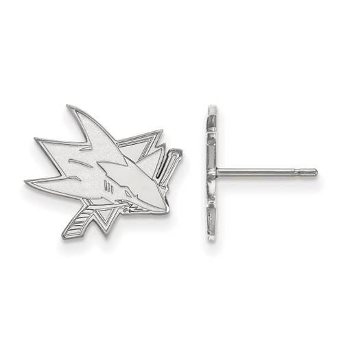 14K White Gold NHL San Jose Sharks Small Post Earrings by LogoArt
