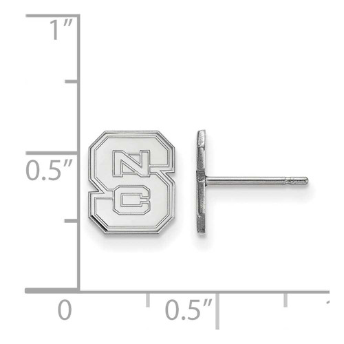 Image of 14K White Gold North Carolina State University XSmall Earrings LogoArt 4W008NCS
