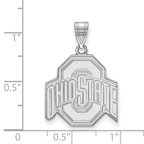 Image of 14K White Gold Ohio State University Large Pendant by LogoArt (4W004OSU)