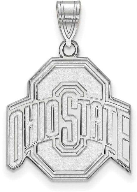 Image of 14K White Gold Ohio State University Large Pendant by LogoArt (4W004OSU)